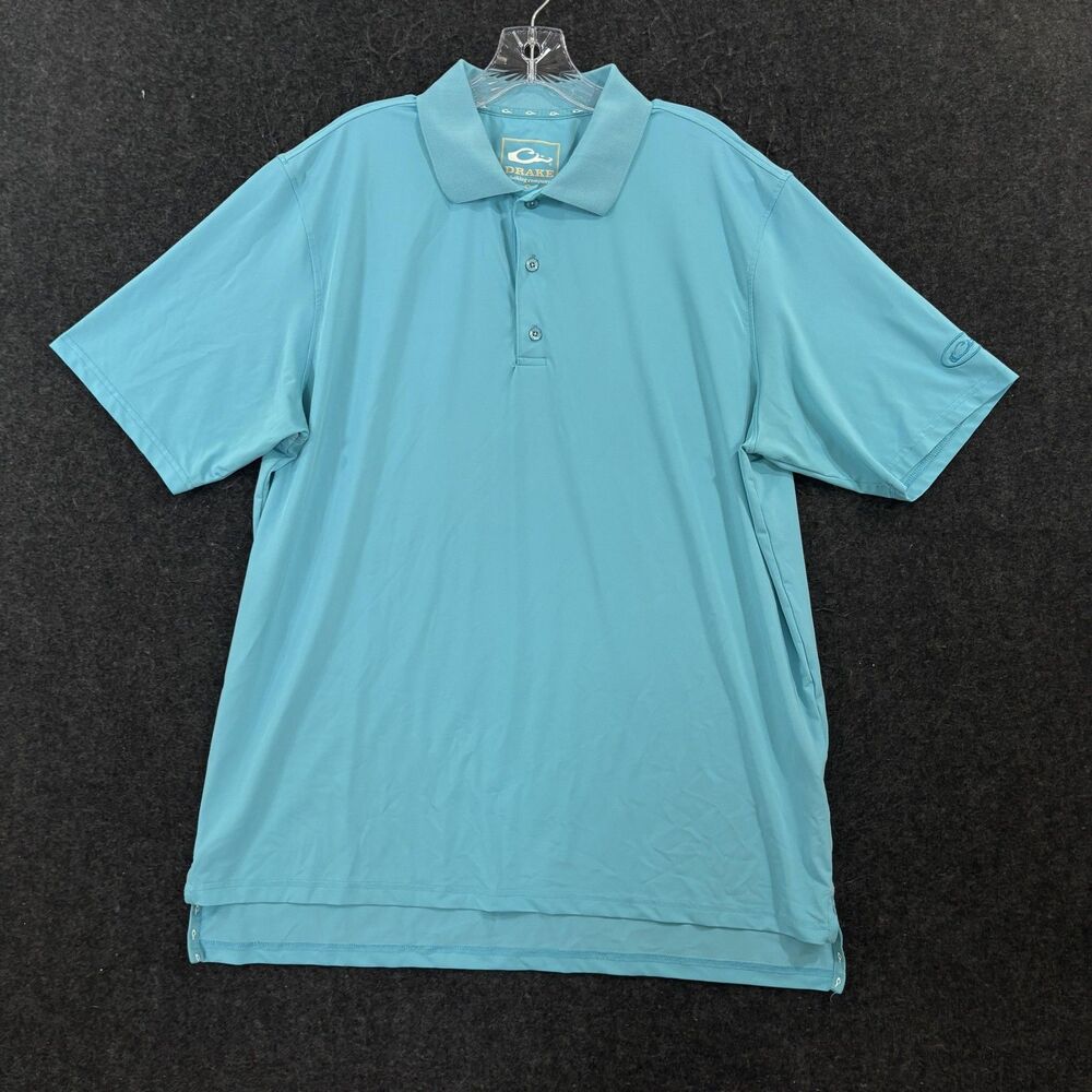 Drake Performance Polo Shirt Men's Large Blue Lightweight Stretch Golf DS4010